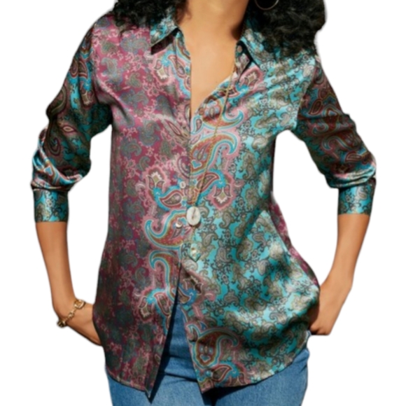 Soft Surrounding 100% Silk Lilit Blouse Size L  NWOT - Picture 1 of 16